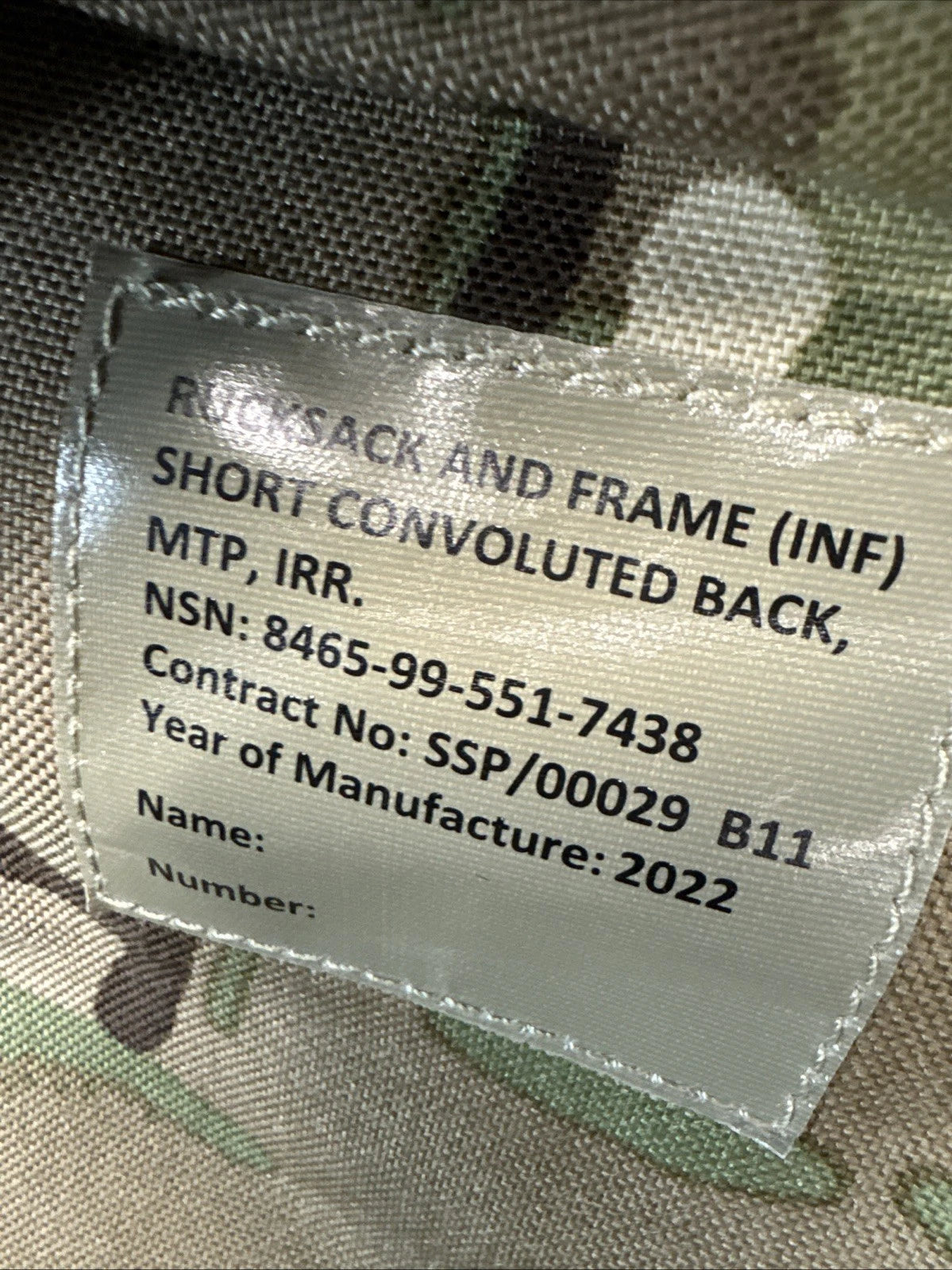 British Army Short Back Bergen NEW - MTP