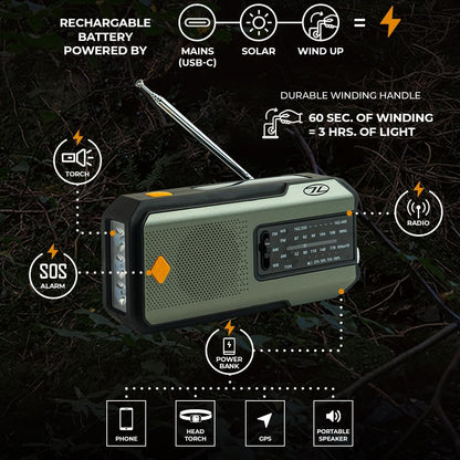 Highlander Emergency Wind Up FM Radio
